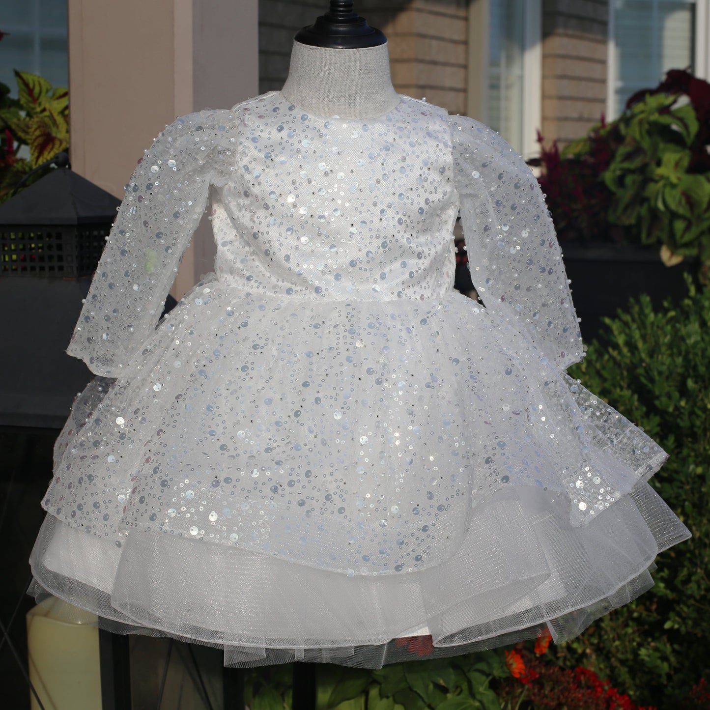 White Sequin Princess Frock