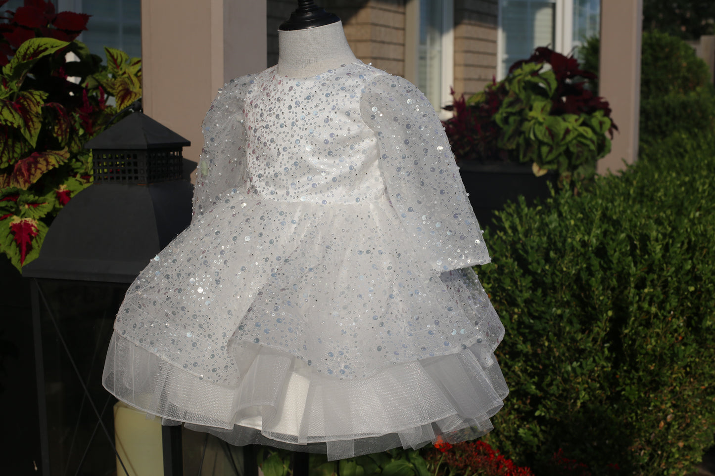 White Sequin Princess Frock