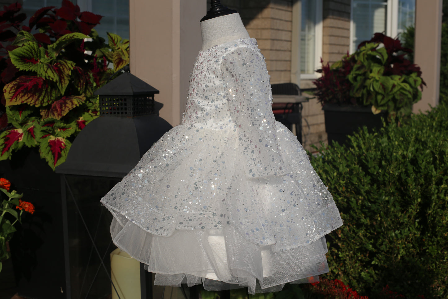 White Sequin Princess Frock