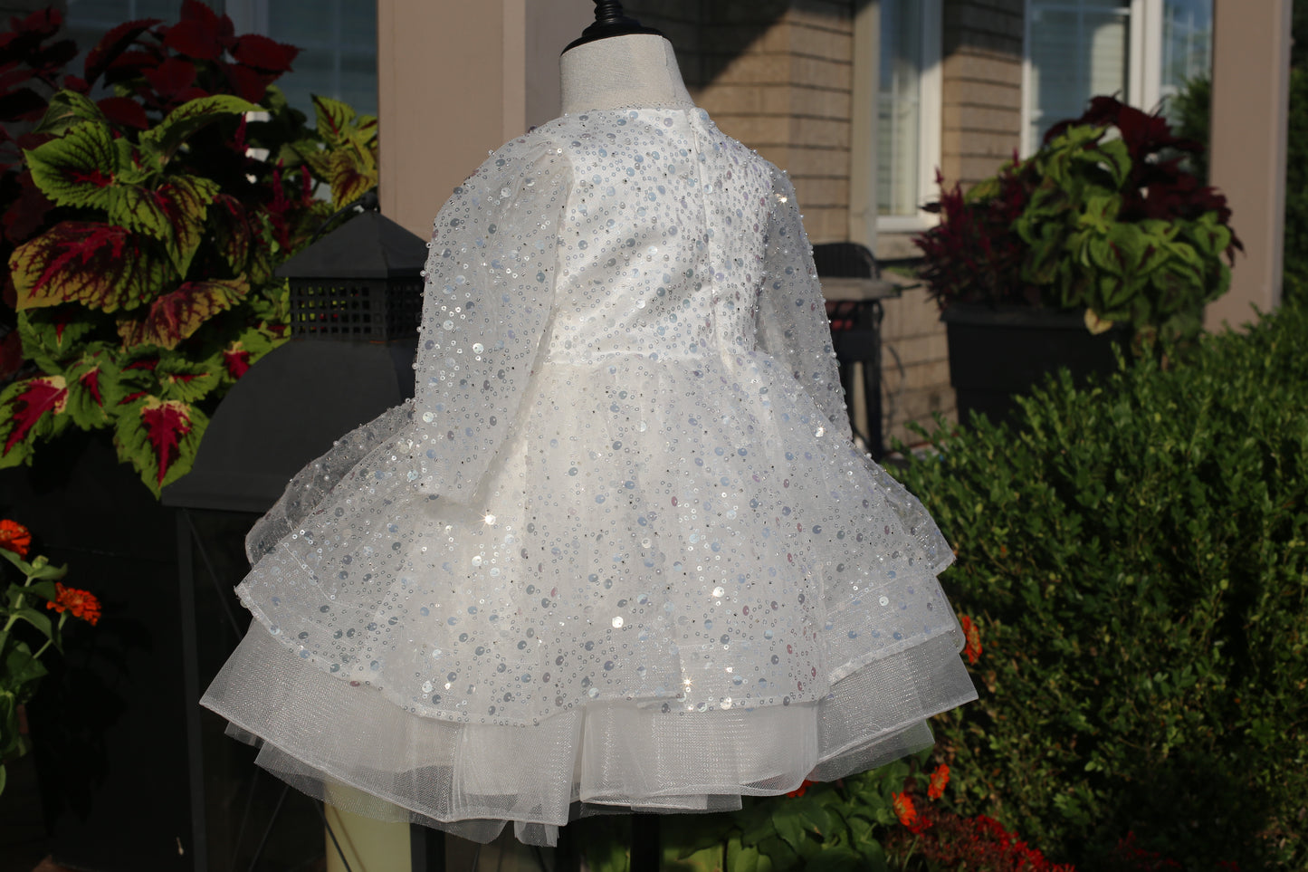 White Sequin Princess Frock