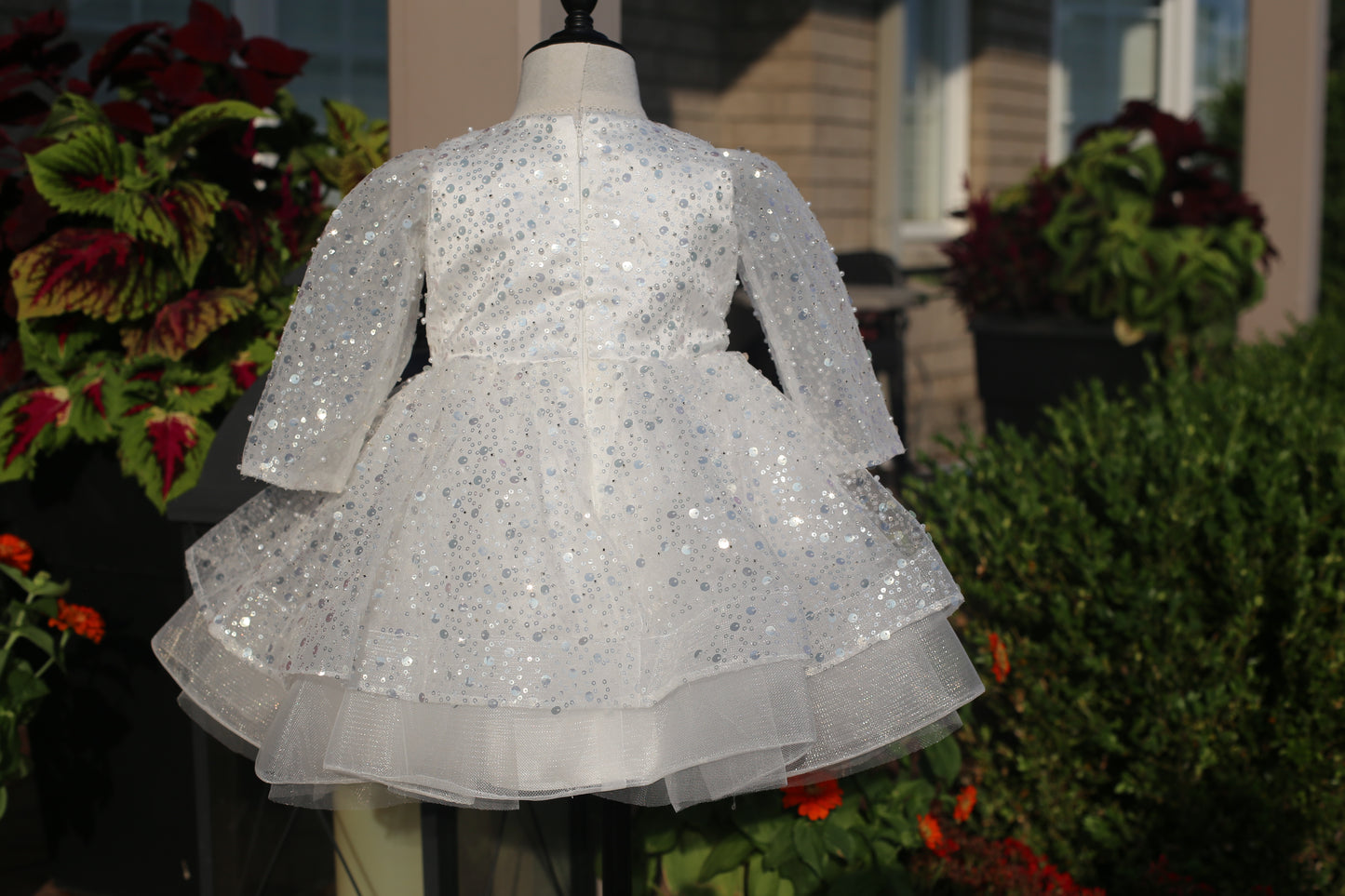 White Sequin Princess Frock