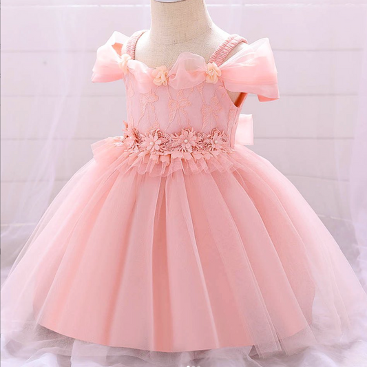 Elegant Off-The-Shoulder Princess Dress for Girls