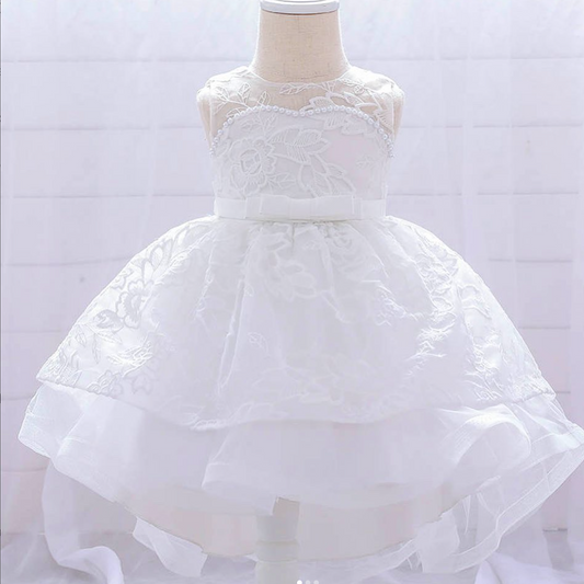 Elegant White Sleeveless Princess Dress for Girls