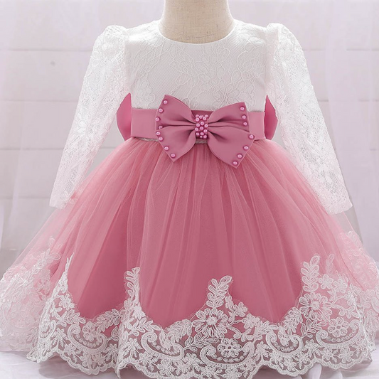 Elegant White and Pink Princess Dress for Girls