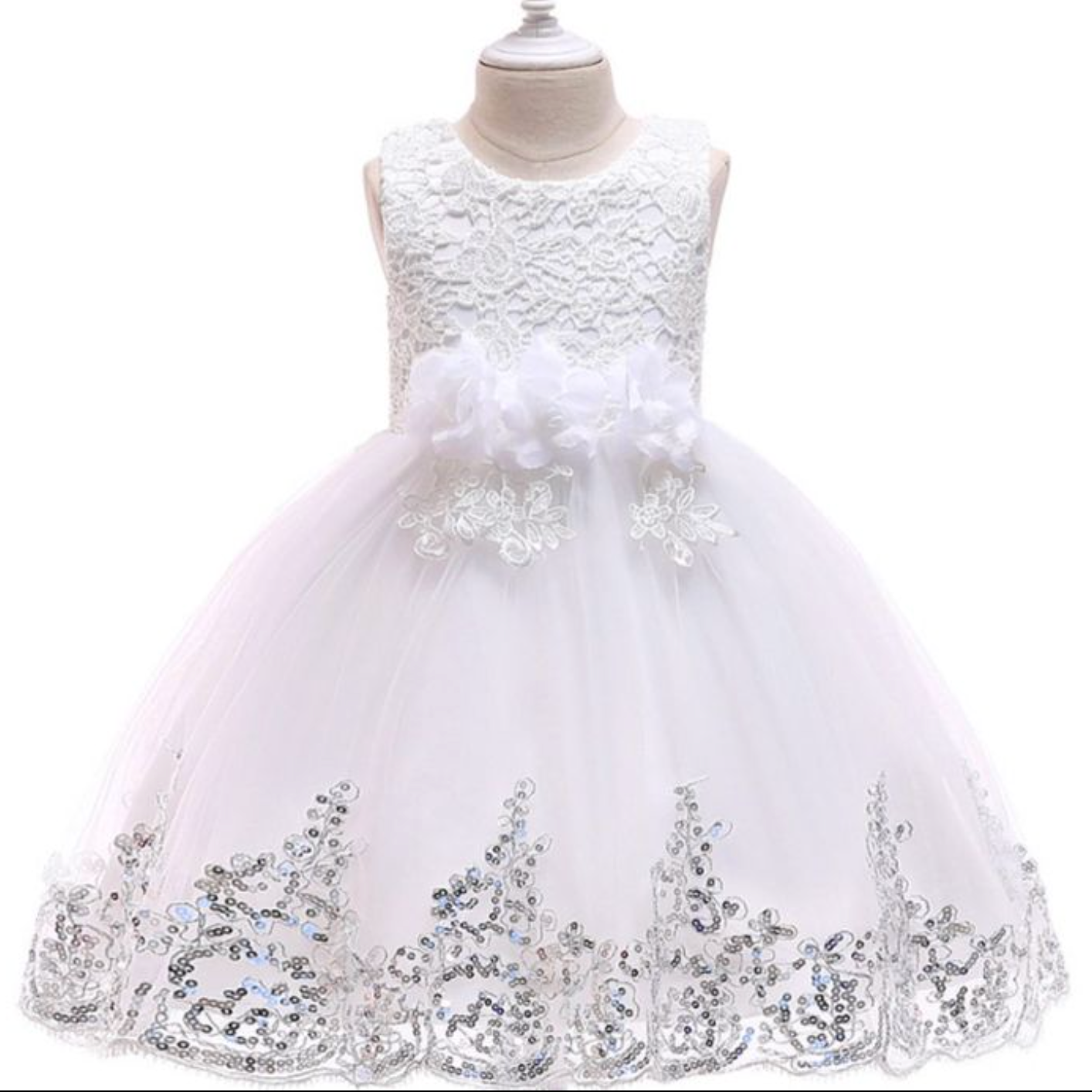 Elegant White Princess Dress with Bow for Girls