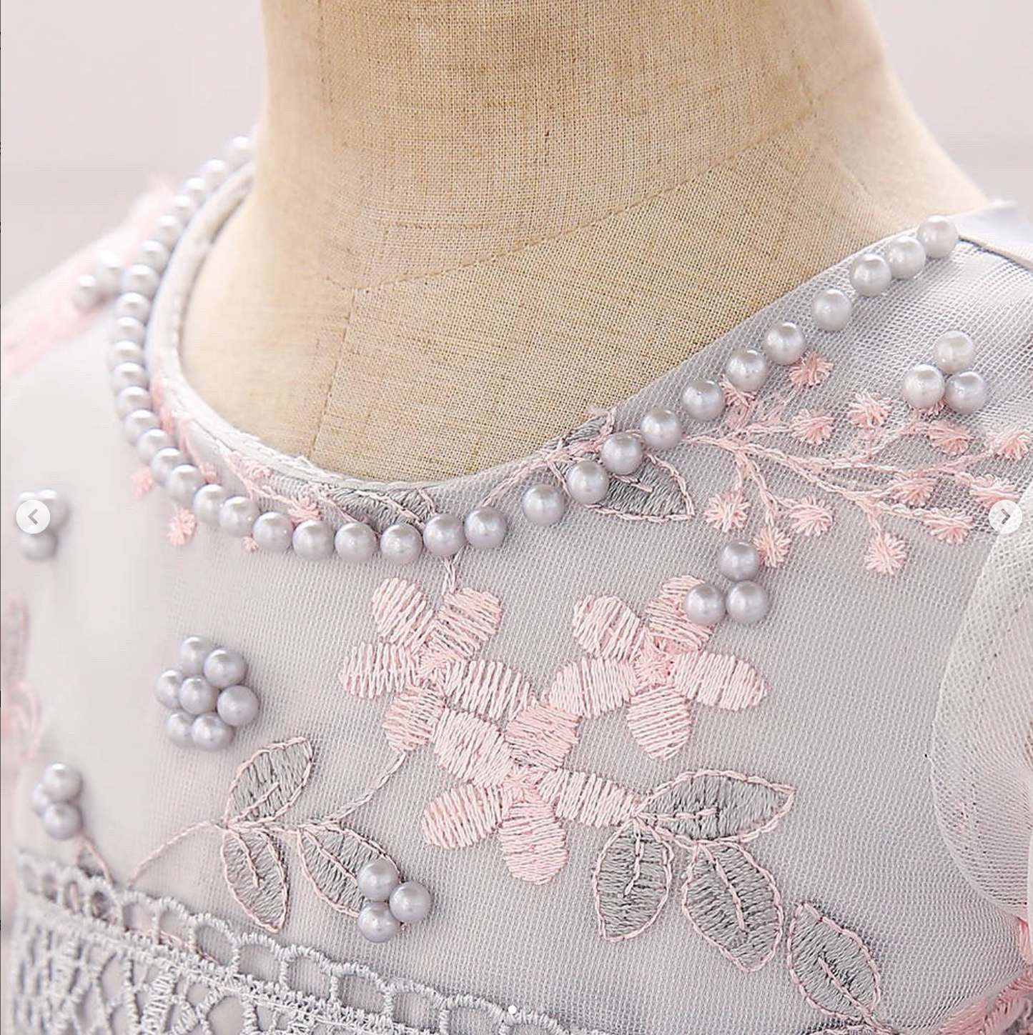 Elegant Grey Princess Dress with Pink Flowers for Girls