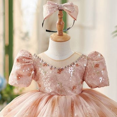 Enchanting Elegance: Kids' Peach Frock