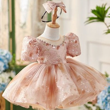 Enchanting Elegance: Kids' Peach Frock