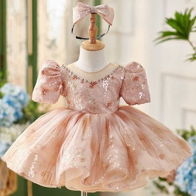 Enchanting Elegance: Kids' Peach Frock