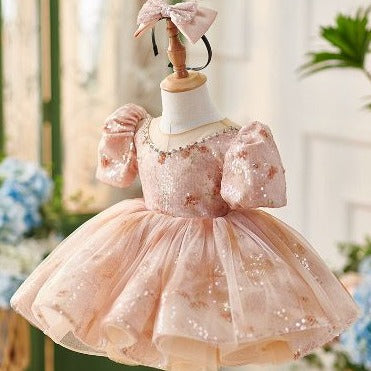 Enchanting Elegance: Kids' Peach Frock