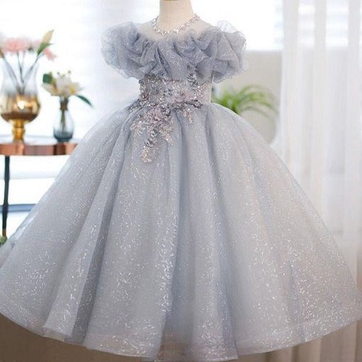 Girls Kids Pageant Sequins Robe Communion Dress