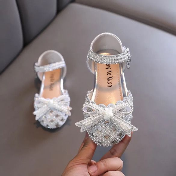 Princess Pearls Baby Shoes Silver