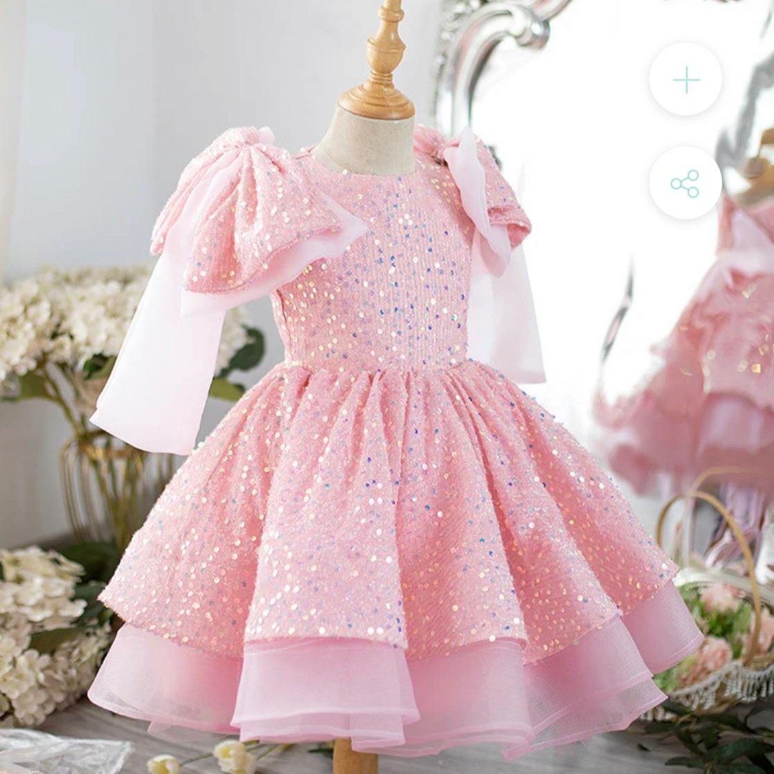 Elegant Baby Pink Sequin Princess Dress