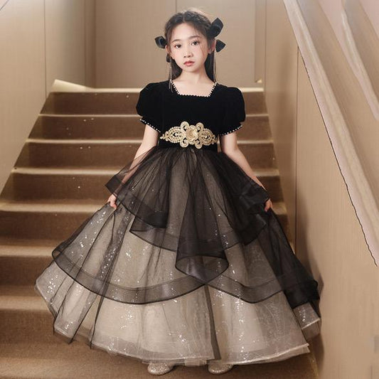 Elegant Baby Black Puff Sleeve Dress